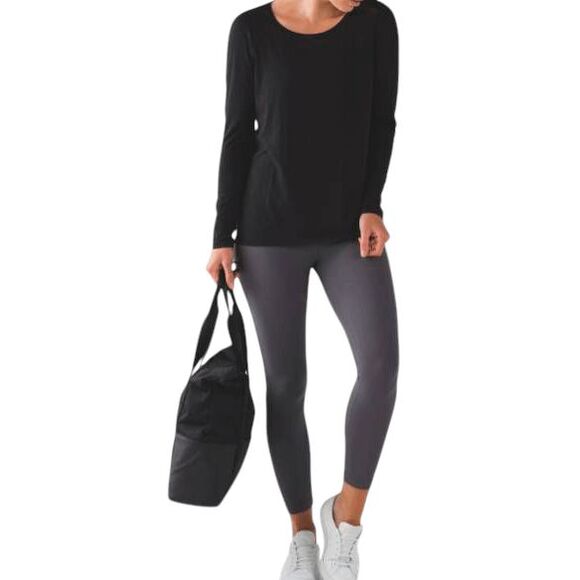 LULULEMON ATHLETICA Emerald Long Sleeve In Black Size 6 - Picture 1 of 4